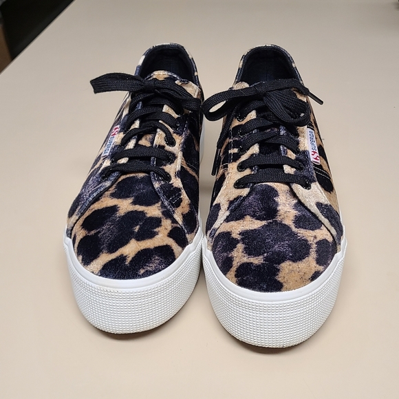 Superga velvet leopard platform sneakers size 9 1/2 - Picture 2 of 8